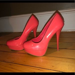 Charlotte Russe neon coral heels